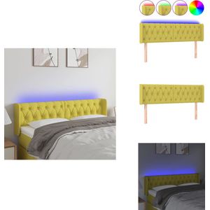 vidaXL Hoofdbord - Hoofdborden - Hoofdeinde - Houten Hoofdbord - Hoofdbord LED 147x16x78/88 cm stof groen