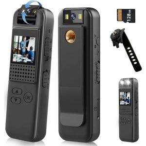 DailySupplies® Bodycam - Action Cam - Spycam - Bewegingsdetectie - 180º Draaibare Lens - Bodycam Politie - Full HD - Zwart