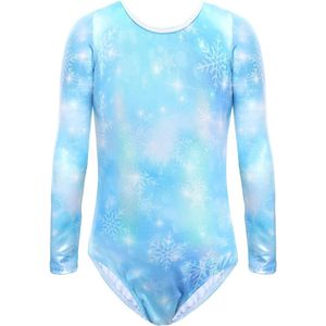 Kinderpakje Meisjes Lange Mouwen Turnpakje Ballet Blauw Maat 100 voor 3-4 Jaar - Dans en Gymnastiek Kleding - Hoogwaardige Kwaliteit - Maat 100-110 cm Lengte
