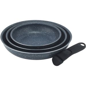 Russell Hobbs - Nightfall Stone - Braadpannenset - Blauw - Antiaanbaklaag, 20 cm, 24 cm, 28 cm, Afneembare Handgreep