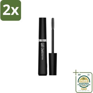 L'Oréal Telescopic Lift Mascara Zwart 9,9 ml - Voordeelverpakking - 2 stuks - Mascara lift - Lange wimpers
