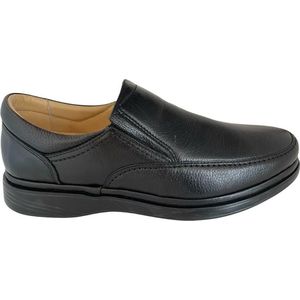 Grote maten instappers- Heren schoenen- Nette schoenen- Comfort schoenen 216- Leer- Zwart- Maat 46