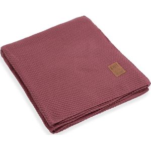 Knit Factory Jesse Gebreid Plaid XL - Woondeken - plaid - Wollen deken - Kleed - Stone Red - 195x225 cm