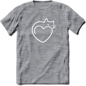 Sleepy Cat - Katten T-Shirt Kleding Cadeau | Dames - Heren - Unisex | Kat / Dieren shirt | Grappig Verjaardag kado | Tshirt Met Print | - Donker Grijs - Gemaleerd - 3XL