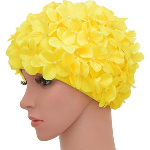 Geel - Petal Fashion Dames Badmuts - Comfortabele Handgenaaide Badmuts - 3D Bloemen Badmuts - Dames Badmuts - Badmuts - Uniek Design - Comfortabel om te dragen