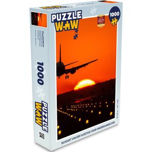 Puzzel Zonsondergang - Vliegtuig - Oranje - Zon - Legpuzzel - Puzzel 1000 stukjes volwassenen