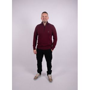 BOSS Kanobix Half Zip Trui Bordeaux - Maat L - Heren - Schipperstrui