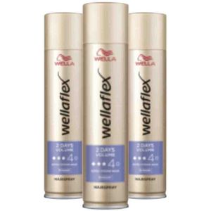 Wella Flex Haarspray 2 Days Volume Extra Strong - 3 x 250 ml - Voordeelverpakking