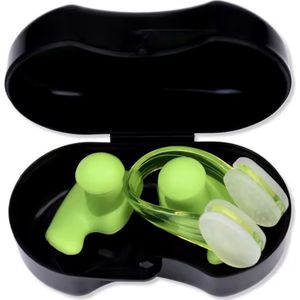 Zwem Oordoppen set - met NeusKnijper - geschikt voor zwemmen - Geschikt voor volwassen en Kinderen - Groen
