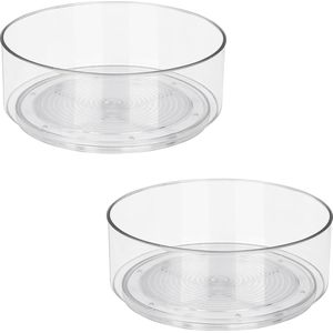 23 cm Transparante Lazy Susan Draaitafel (2-pack) - Plastic Organiser Draaibaar - Draaitafel Koelkast, Keuken, Badkamer, Voorraadkast - Olie, Blik, Cosmetica & Kruiden Rond Draaibaar