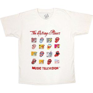 MTV - Rolling Stones Logo Mashup Heren T-shirt - M - Wit