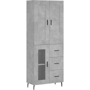 vidaXL - Hoge - kast,5x34x180 - cm - bewerkt - hout - betongrijs
