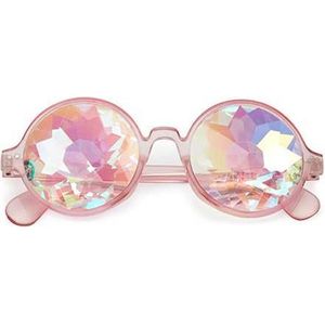 Freaky Glasses® | Basic caleidoscoop bril - Spacebril - Festival bril - Transparant roze - Flower effect