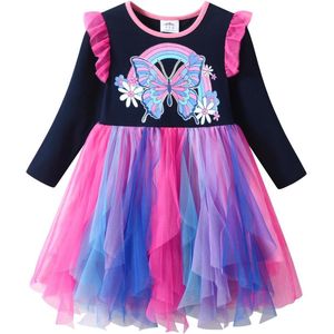 Meisjesjurk Eenhoorn Bedrukt - Herfst Winter Prinses Knielange Jurk