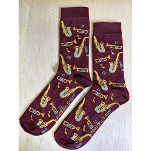 SOKn. Trendy sokken *TROMPET-SAXOFOON* maat 35-41 (ook leuk om kado te geven !)