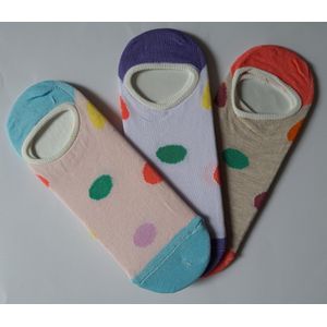 3 paar dames Footies, Lichte Big dots 36-40