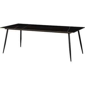 Eettafel Jules 210x100 cm marmerlook zwart