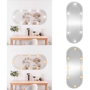 vidaXL Wandspiegel met LED's ovaal 45x100 cm glas - Wandspiegel Met LED-verlichting - Wandspiegels Met LED-verlichting - Wandspiegel - Make-upspiegel