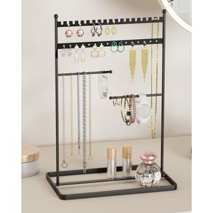 Sieradenorganizers, Sieradenstandaard, 32 cm hoog, 4 bar, Robuuste sieradenopslag, Reizen, Sieradenkastorganizer voor ketting, armband, parfum en oorbellen, Decoratieve esthetische accessoires,