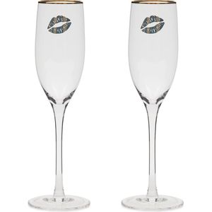 Riviera Maison Champagnecoupe - Kisses From RM Bubble Glasses - Transparant - 2 Stuks