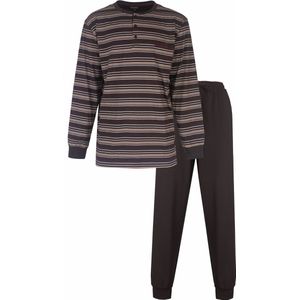 Paul Hopkins Heren Pyjama - Polo Sluiting - Gestreept - Bruin - Maat S