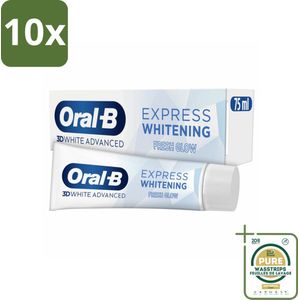 10 x Oral-B - 3D White Advanced – Tandpasta – Express Whitening – Fresh Glow – 75 ml - Grootverpakking - Koffiezetapparaat
