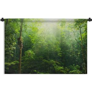 Wandkleed - Wanddoek - Jungle - Zonlicht - Groen - Meisjes - Kinderen - Jongens - 150x100 cm - Wandtapijt