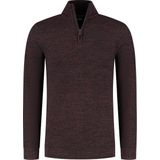 Boston Brothers heren trui - schipperstrui korte rits - 5054 - bruin gemeleerd - gebreid - maat M