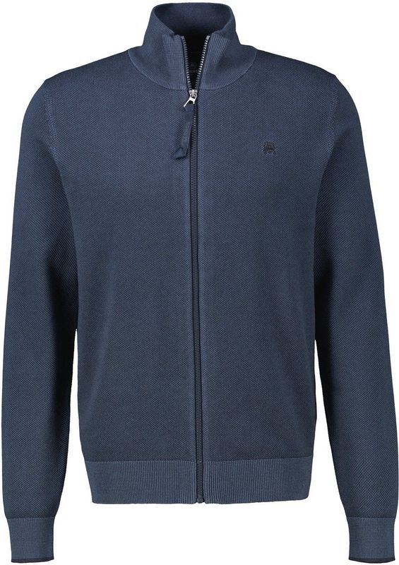 Lerros - Gebreid Herenjack - Katoen - Nauwsluitende Pasvorm - Opstaande Kraag