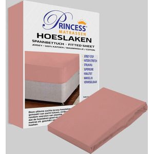 Het Ultieme Zachte Hoeslaken- Jersey -Stretch -100% Katoen-Lits-Jumeaux- 190x200+40cm- Licht Roze - Voor Boxspring-Waterbed