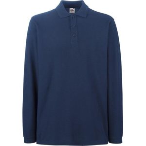 Fruit of the Loom Polo met Lange mouwen Navy S