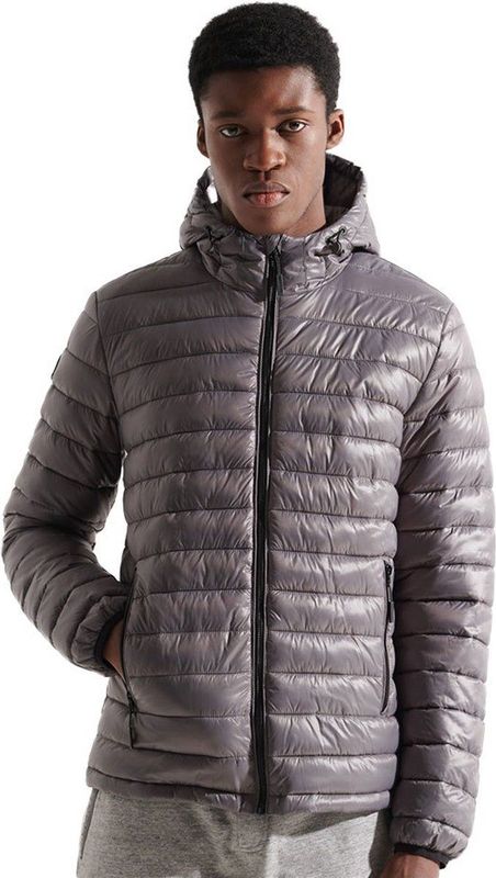 Superdry - Shine Fuji - Jas - Grijs - Met Capuchon - Gerecycled Polyester