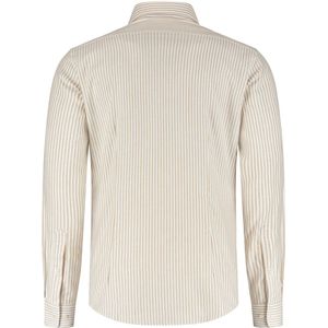 GENTS - Overhemd streep - Katoen - Wit/Beige - Maat EU38/S