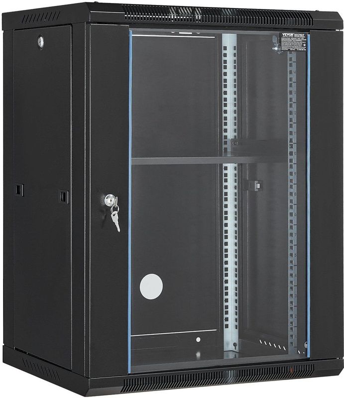 VEVOR 15u Netwerkkast Serverkast 457,2 Mm Wandbehuizing Serverrack Zwart