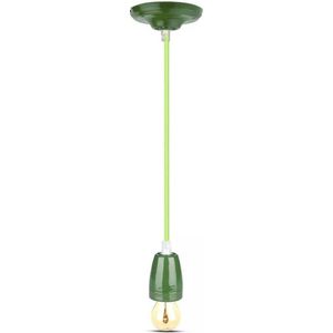 Retro porseleinen lamp - GROEN - E27 fitting - pendel