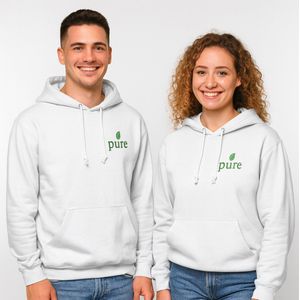 Hoodie “Pure” – Unisex Trui met Subtiele Opdruk – Comfortabele & Trendy Streetwear - Wit / M