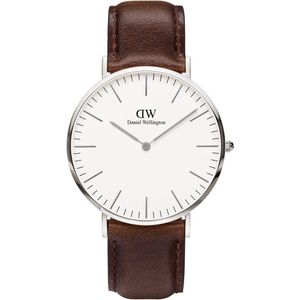 Daniel Wellington Classic Bristol DW00100023 - Horloge - Leer - Bruin - Ø 40mm