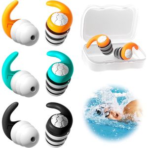 3 paar zachte siliconen oordopjes met draagtasje, zwemoordopjes voor volwassenen, herbruikbaar, waterdicht, voor slaaponderzoek en zwemmen，L