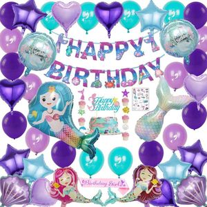 Bollabon® - Zeemeermin Versiering - Zeemeermin Verjaardag - Zeemeermin Taart Prikker – Zeemeermin Feestartikelen- Zeemeermin Slinger – Little Mermaid Decoratie - Kinderfeestje Meisje Decoratie - Mermaid Feest Pakket