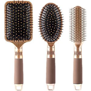 BOTC Haarborstel Antiklit - Set van 3 stuks - Hairbrush Kappers Borstel - Professionele haar borstel - Goud/Zwart