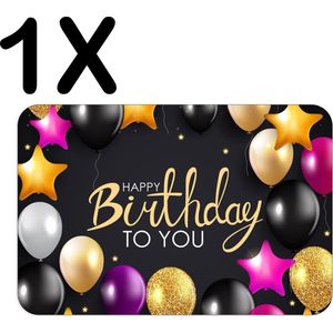 BWK Luxe Placemat - Verjaardag - Balonnen - Happy Birthday - Set van 1 Placemats - 45x30 cm - 2 mm dik Vinyl - Anti Slip - Afneembaar