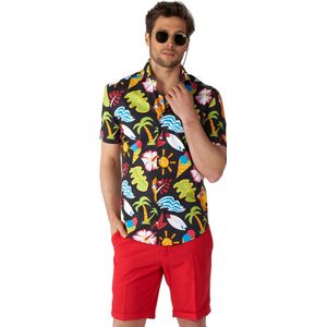 OppoSuits SHIRT Short Sleeve Tropical Thunder - Heren Korte Mouwen Overhemd - Tropisch Shirt - Meerkleurig - Maat EU 45/46