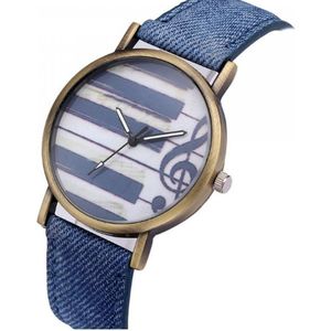 Hidzo Horloge Piano - Ø 37 mm - Blauw - Kunststof