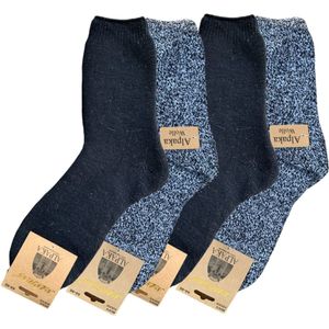 green-goose® Alpaca Herensokken - Wollen Sokken - 4 Paar - Blauw, Donker Grijs, Licht Grijs - 100% Alpaca Wol - Maat 39-42 - Heerlijk Warm en Rekbaar