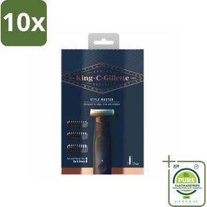 10 x King C. Gillette - Stoppelbaardtrimmer - Style Master - Met 3 Navulmesjes - Grootverpakking - Baardtrimmer - Stoppelbaardtrimmer - Draadloze Trimmer - Baardstyling - Baardonderhoud