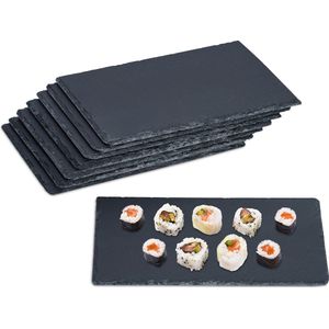 Relaxdays leisteen serveerplank 8 stuks - leisteen plateau 26 x 16 cm - kaasplank - sushi