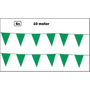 6x Vlaggenlijn groen 10 meter -1 kleur - vlaglijn festival feest party verjaardag thema feest kleur