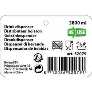 Drankautomaat met kraantje - 38 liter limonade water - picknick karaf waterdispenser