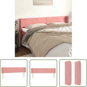 The Living Store Hoofdbord met randen 203x16x78/88 cm fluweel roze - Hoofd Bord - Hoofdbord - Beddecoratie - Slaapkamers - Luxe Bedding