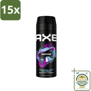 15 x Axe - Deodorant Bodyspray - 100% Fresh Fragrance - Marine - Sea Breeze & Sage - 150 ml - Grootverpakking - Axe Marine Deodorant Bodyspray - Zeebries En Salie - 48 Uur Frisheid - Deodorant Spray - Geurbescherming